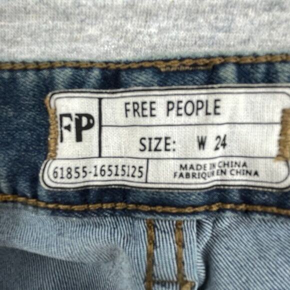 Free People Jeans Womens 24 Blue Denim Josie Distressed Skinny Low Rise NEW - Picture 2 of 12